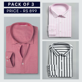 Shirt Happens: 3-Pack Men’s Stylish Formal Shirts – 100% Cotton, Full Sleeves with Pockets (FS-60)